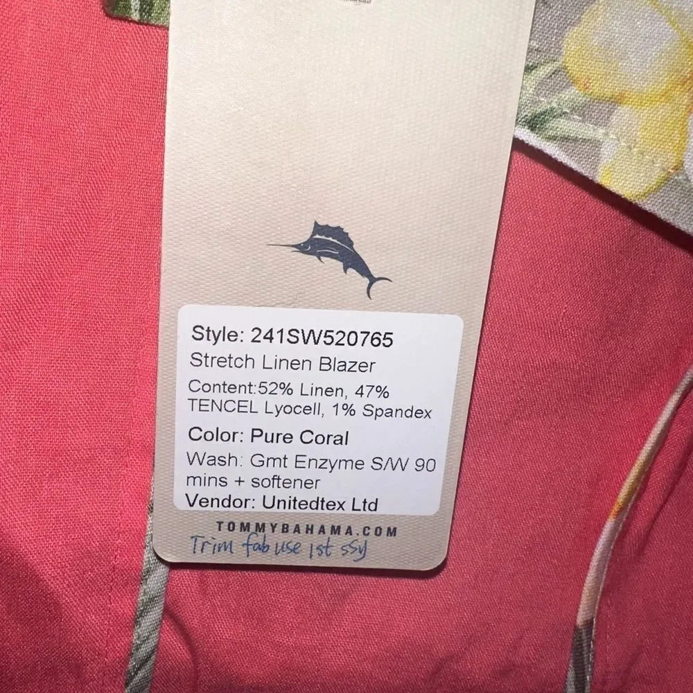 NWT TOMMY BAHAMA Poloma Coast Linen Blend Blazer Size Small